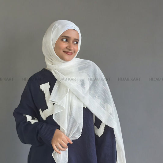 Georgette Shimmer Line Hijab- Snow White