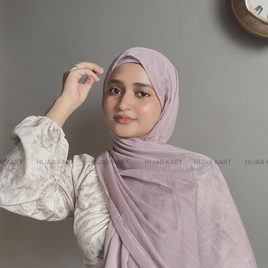 Georgette Shimmer Line Hijab- Mauve