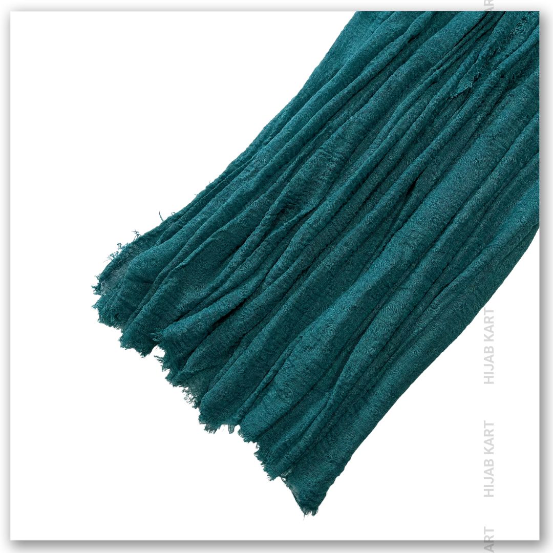 Summer Hijab | Cotton Crinkled Hijab | Cotton Hijab in Teal Green Color