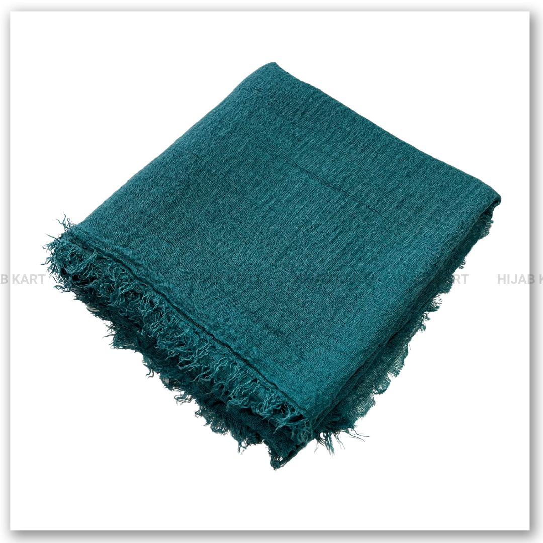 Summer Hijab | Cotton Crinkled Hijab | Cotton Hijab in Teal Green Color
