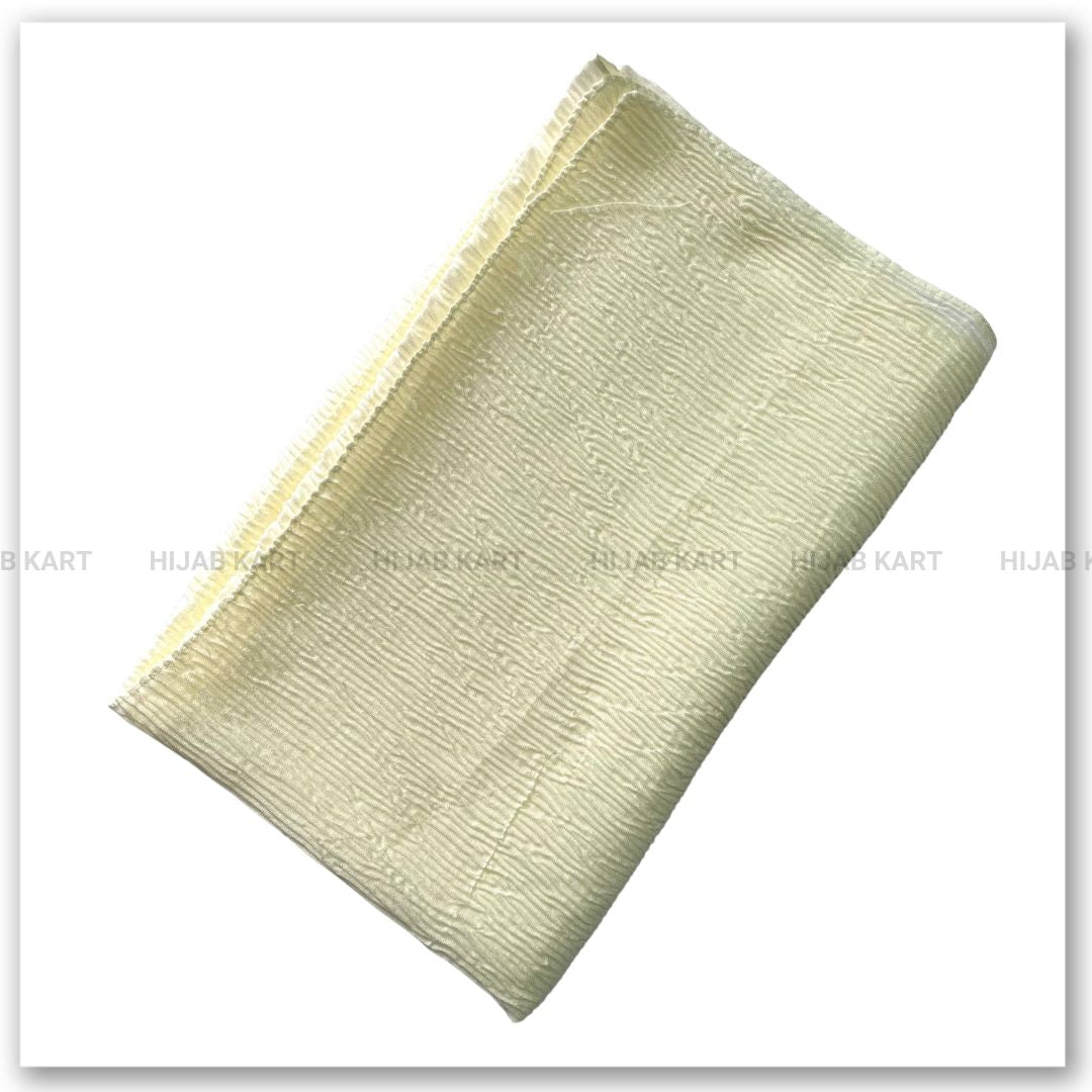 Cotton Crushed Hijab | Cotton Crinkled Hijab | Pale Yellow Color Hijab