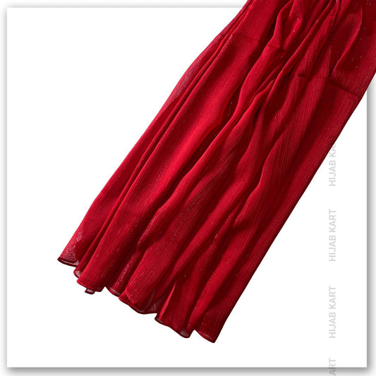 Georgette Shimmer Line Hijab- Crimson Red
