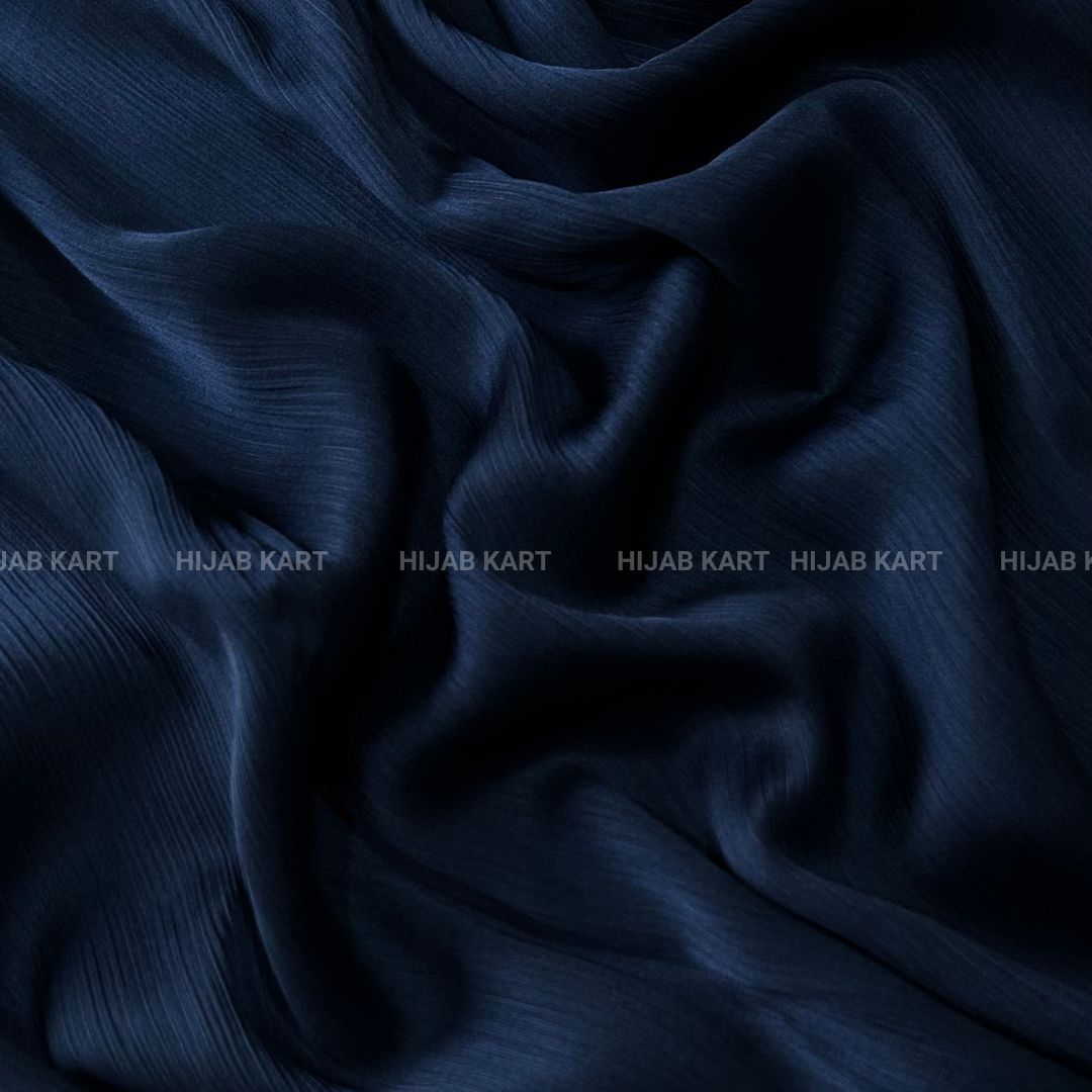 Navy Blue Color Crepe Satin Hijab | Party Wear Hijab | Wedding Hijab | Eid Hijab