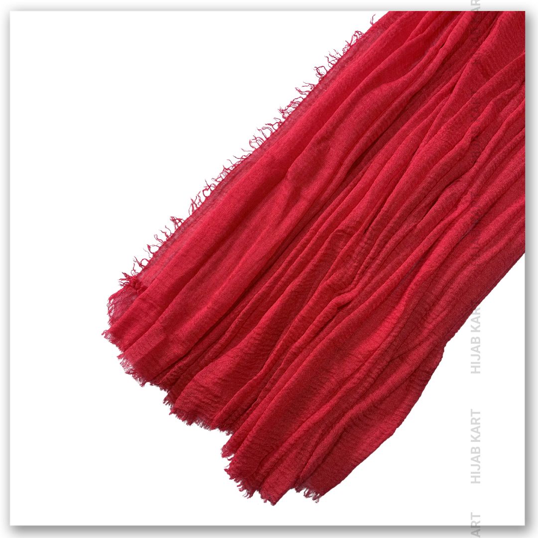 Summer Hijab | Cotton Crinkled Hijab | Cotton Hijab in Crimson Red Color