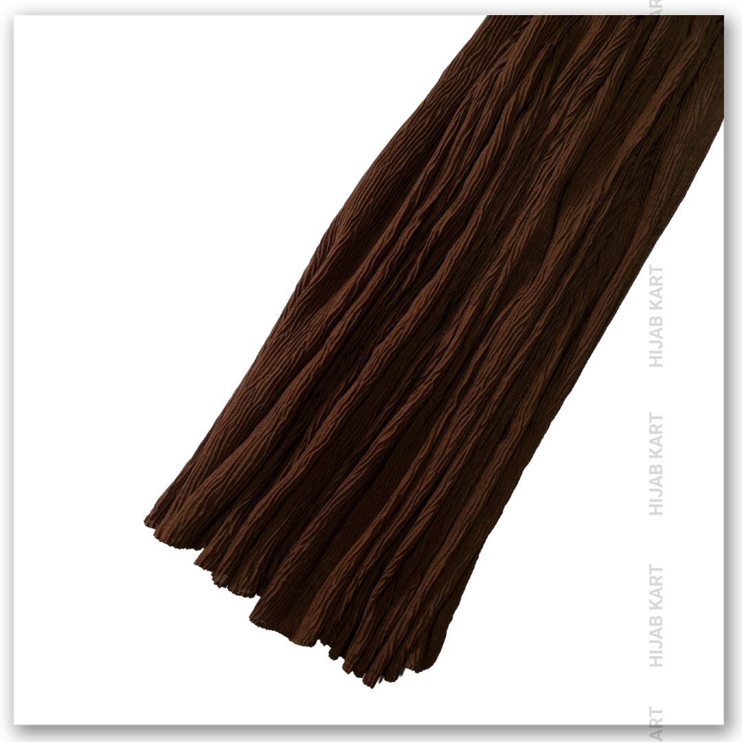 Cotton Crushed Hijab | Cotton Crinkled Hijab | Chocolate Brown  Color Hijab