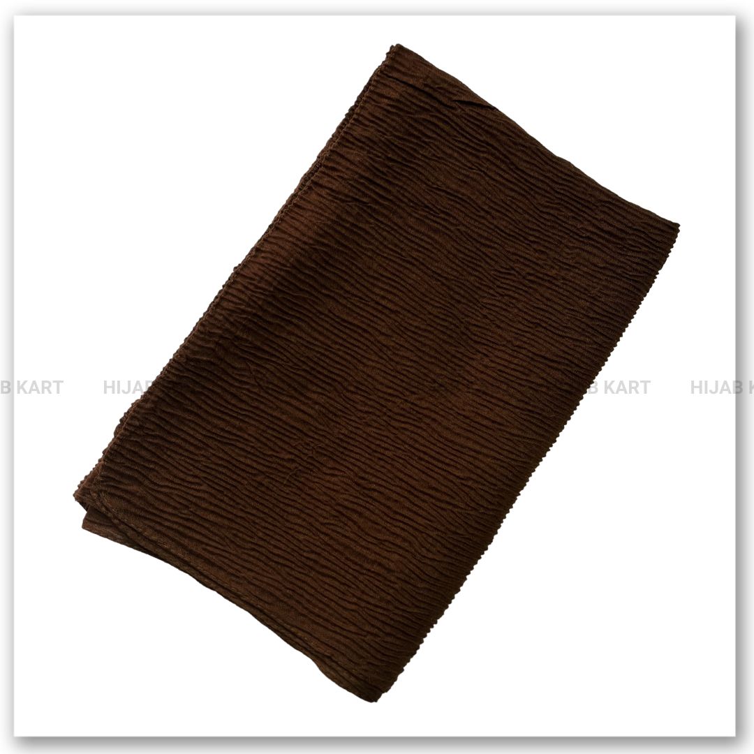 Cotton Crushed Hijab | Cotton Crinkled Hijab | Chocolate Brown Color Hijab