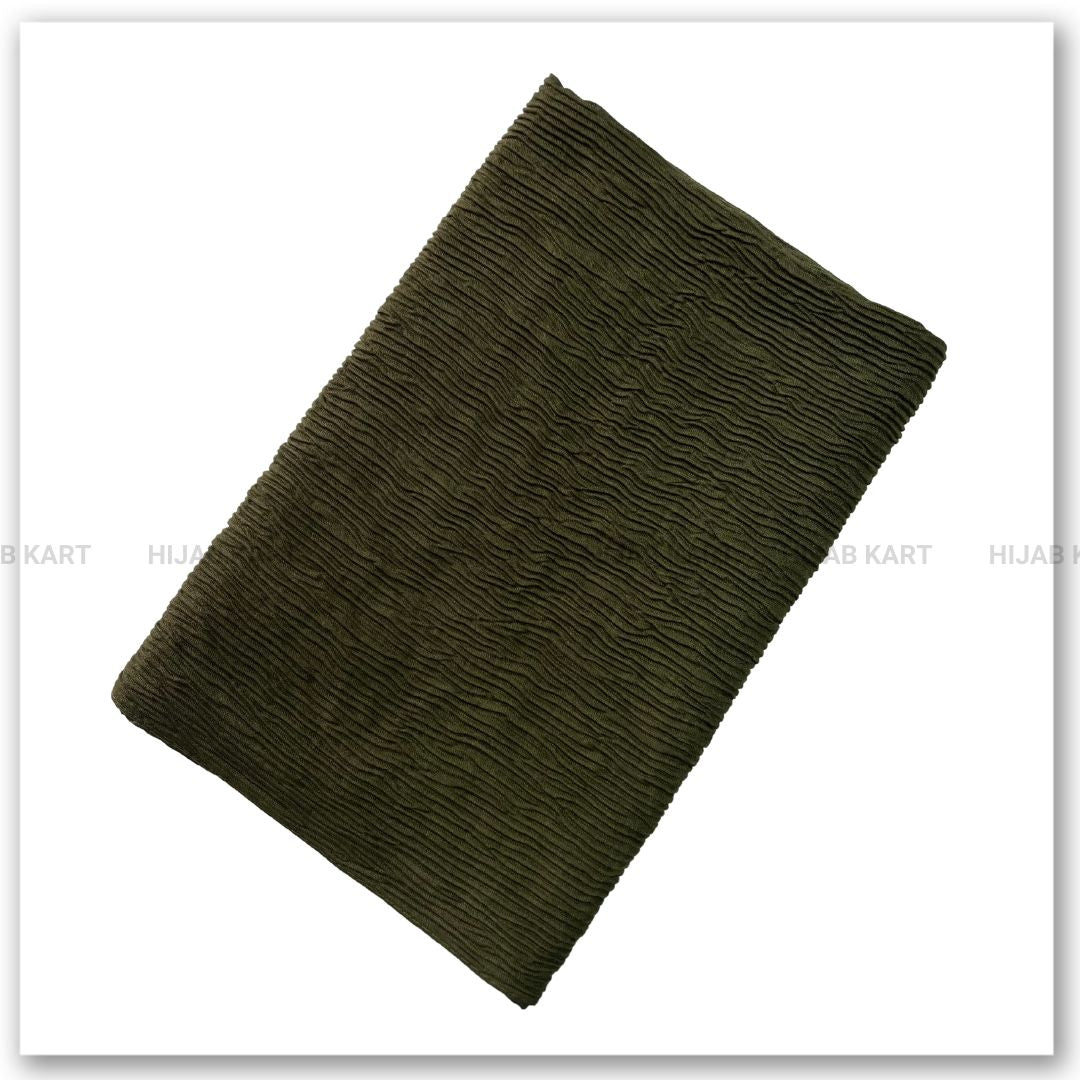 Cotton Crushed Hijab | Cotton Crinkled Hijab | Army Green Color Hijab