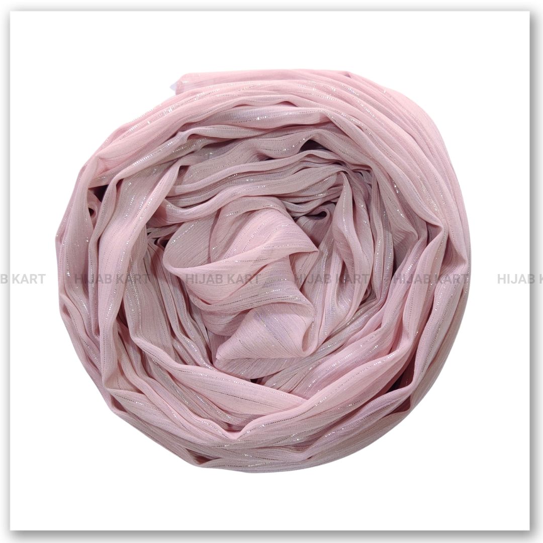 Georgette Shimmer Line Hijab- Blush Pink