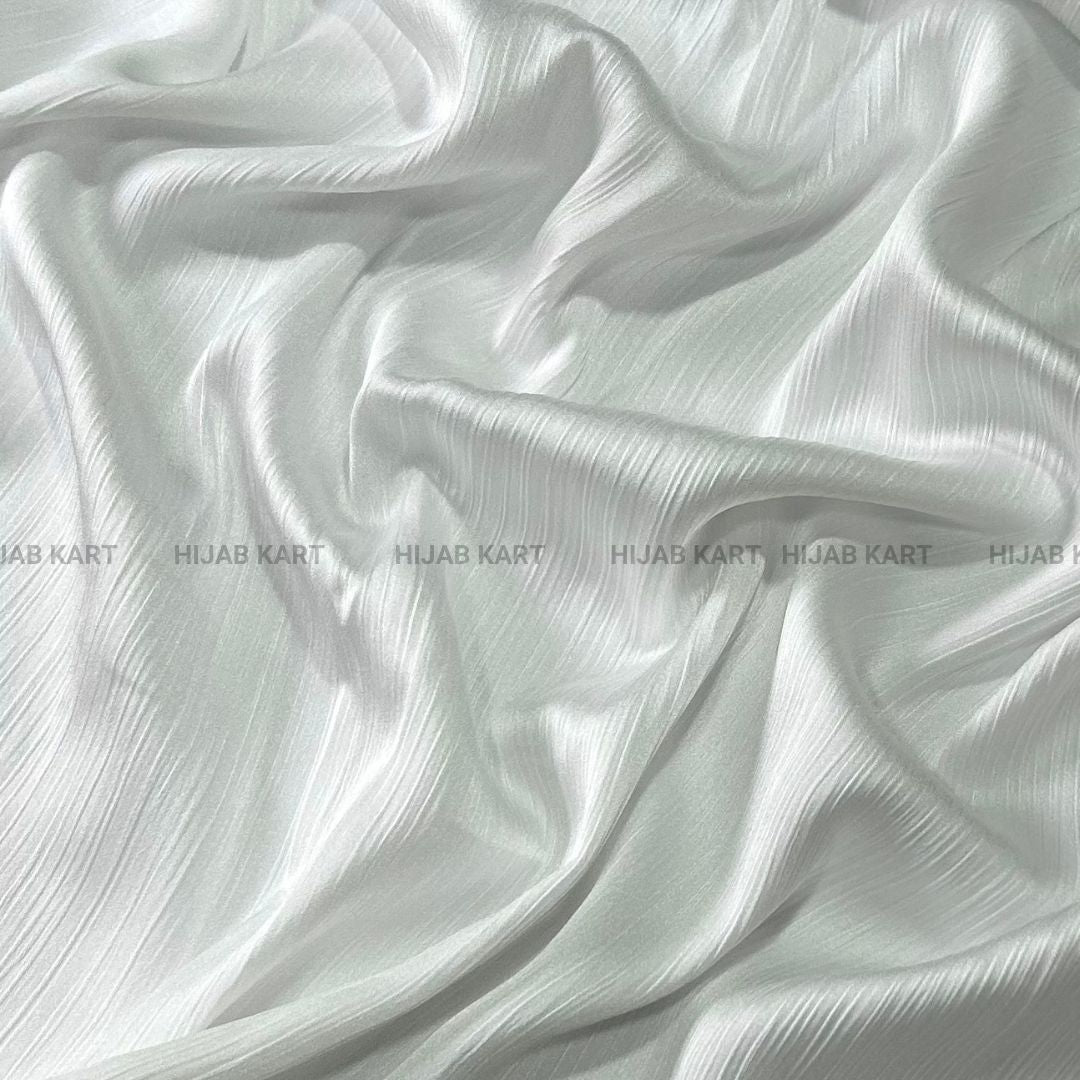 White Color Crepe Satin Hijab | Party Wear Hijab | Wedding Hijab | Eid Hijab