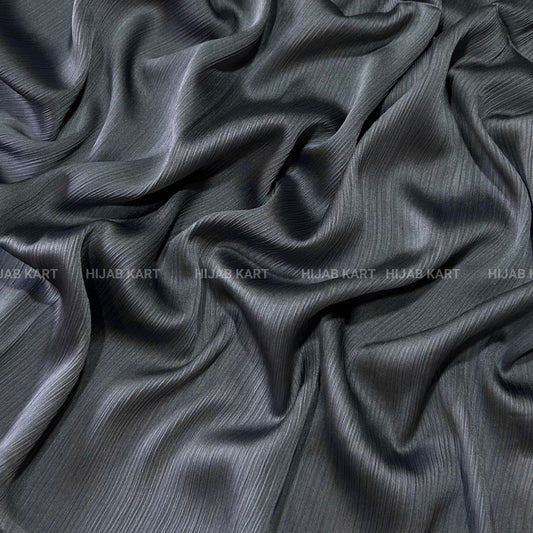 Charcoal Grey Color Crepe Satin Hijab | Party Wear Hijab | Wedding Hijab | Eid Hijab