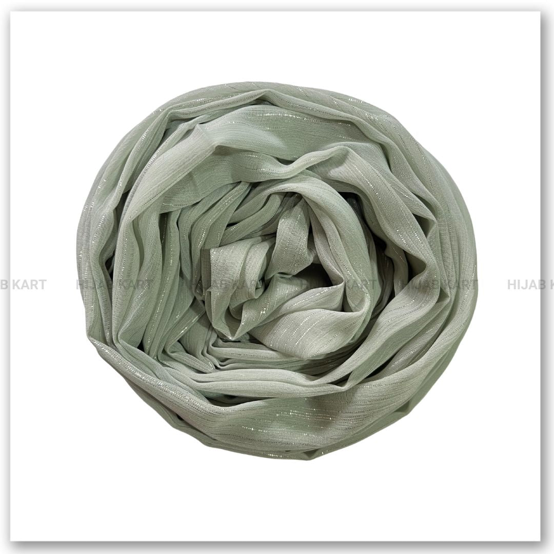 Georgette Shimmer Line Hijab- Fern Green