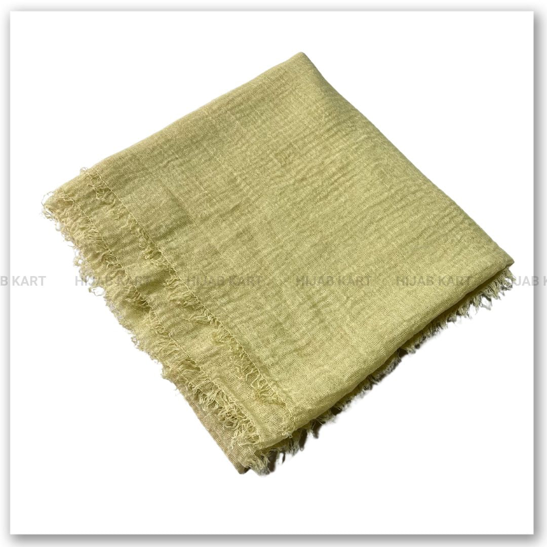 Summer Hijab | Cotton Crinkled Hijab | Cotton Hijab in Light Yellow Color