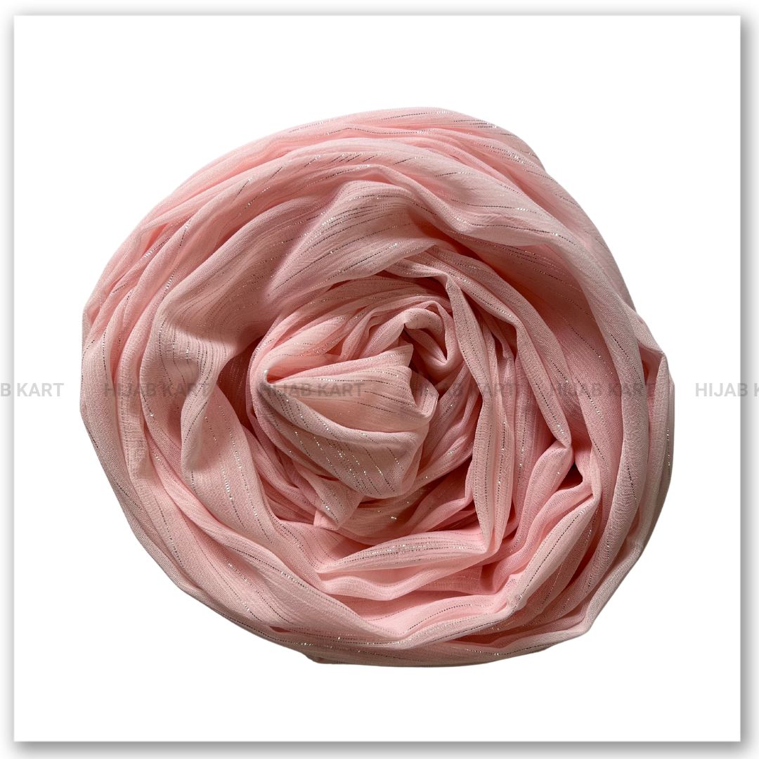 Georgette Shimmer Line Hijab- Rose Pink