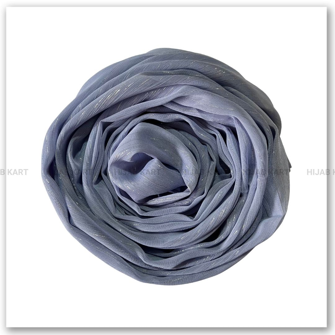 Georgette Shimmer Line Hijab- Blue Grey