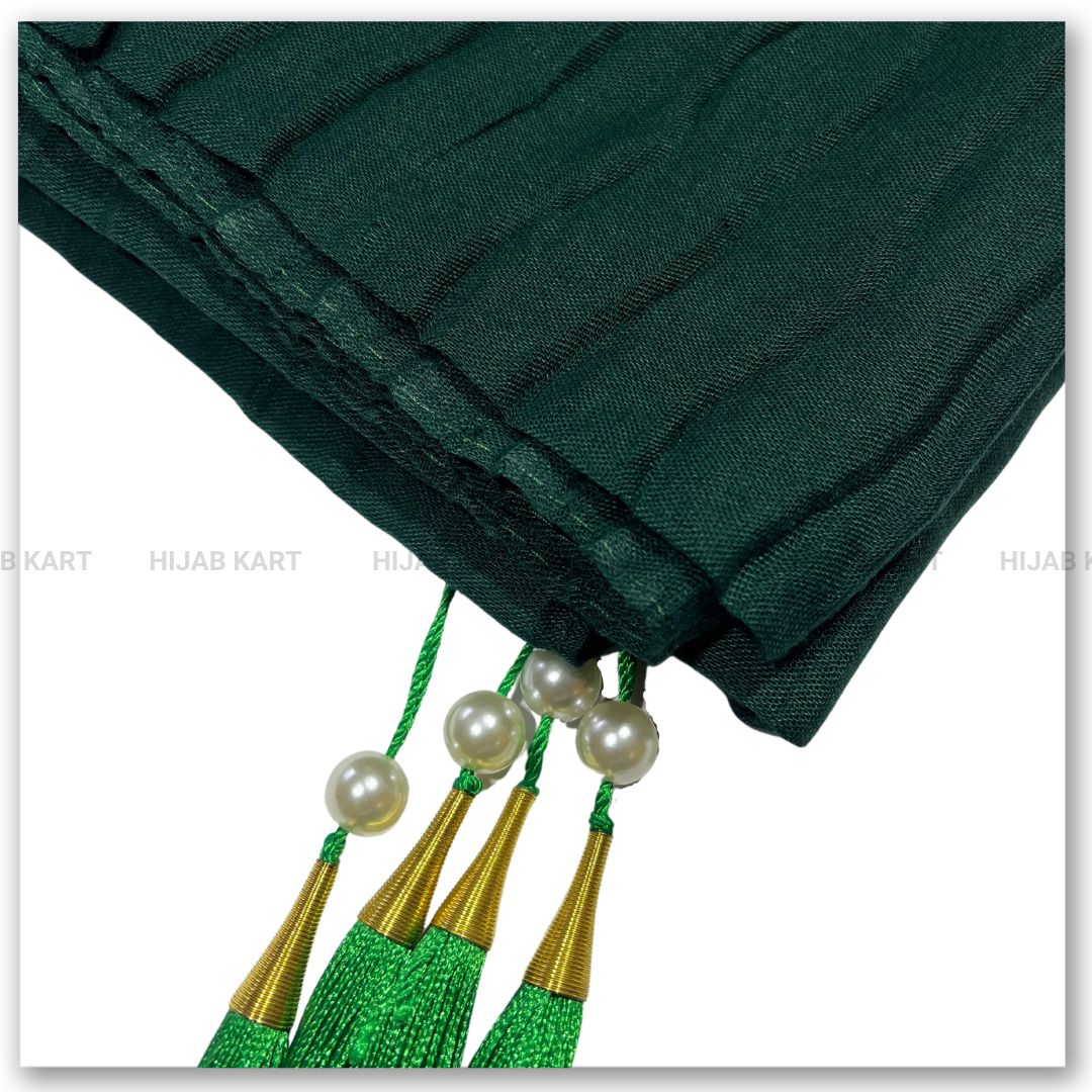 Forest Green - Wide Pleated Cotton Hijab