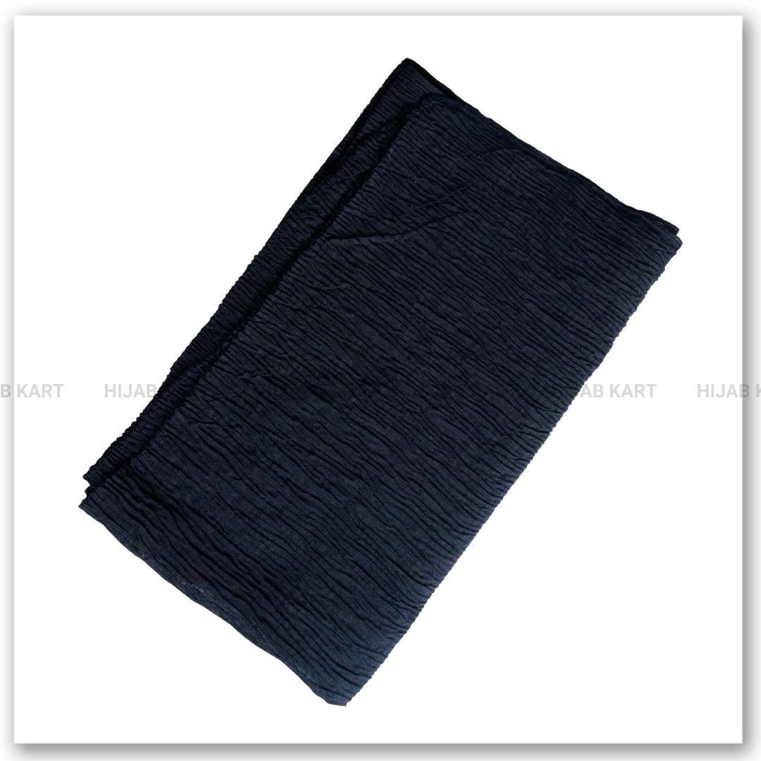 Cotton Crushed Hijab | Cotton Crinkled Hijab | Midnight Blue Color Hijab