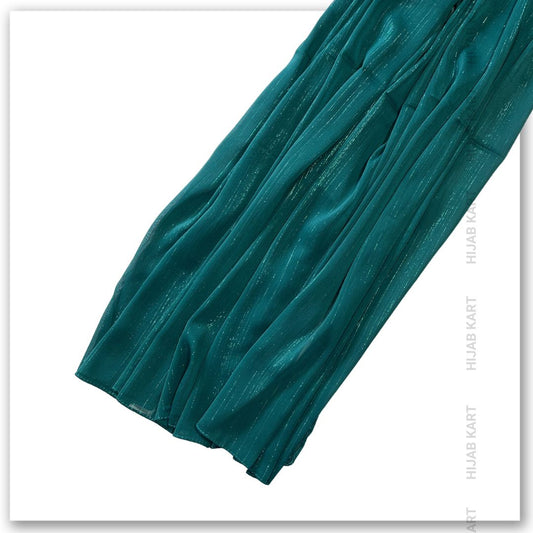 Georgette Shimmer Line Hijab- Teal Green