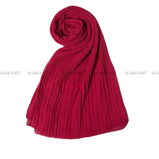 Half-Pleated Ribbed Chiffon Hijab